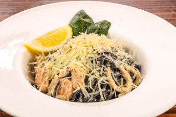 Italian Black pasta with seafood