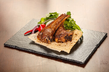 Grilled rack of lamb barbeque