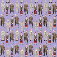 Great English detectives. Seamless background pattern.