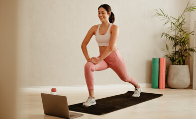Fitness trainer conduct online workout class