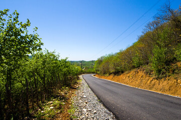Fototapeta na wymiar Empty highway and road in Georgia during sunlight