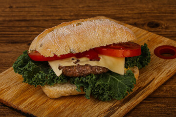 Italian ciabatta bread with burger