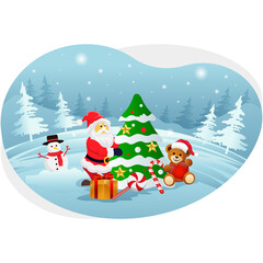 Santa decorating Christmas tree