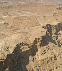 The remains of the Roman Siege Camp at Masada. King Herod's Fortress near the Dead Sea