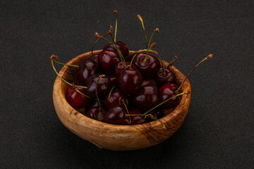 Sweet cherry in the basket