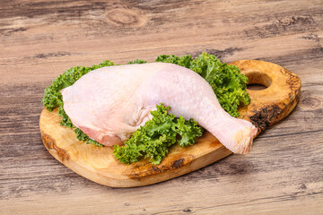 Raw chicken leg for cooking