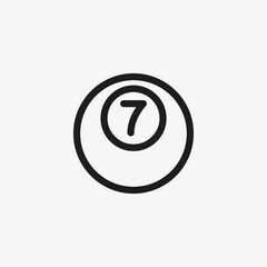 Billiards ball number 7, line icon for sports apps and websites