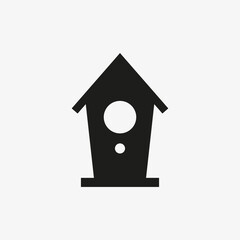 Bird house icon in line design style. Shelter, nest for birds.