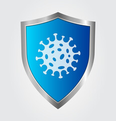 Covid-19 protection concept ,Virus protection with shield and bacteria 