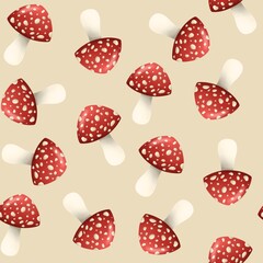 seamless pattern with red caviar. seamless pattern with amanita mushrooms on a beige background. hand-drawn