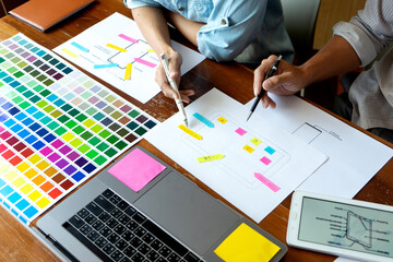 Business men and women planning   startup business