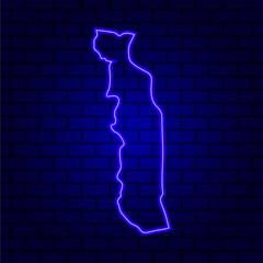 Togo glowing neon sign on brick wall background