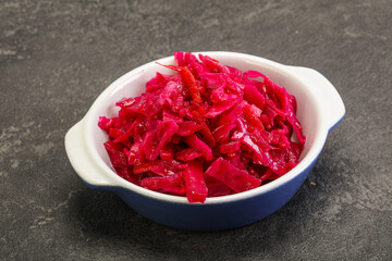 Obraz na płótnie Canvas Marinated red cabbage in the bowl
