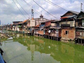 Roxy mas, Jakarta, Indonesia - (05-21-2021) : areas with high population density which are inhabited by the poor.