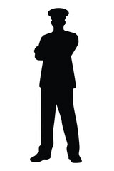Soldier officer silhouette on white background