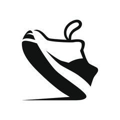 Sports running shoe symbol on white backdrop. Design element