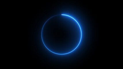 Glowing background with blue neon circle. Abstraction for your ad and banner 3d rendering 