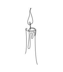 a candle in the style of line art drawn by hand. Vector illustration.