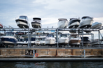 Marina storage stacking dry dock boat luxury marine sailing yacht