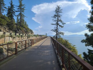 wooden bridge over the river