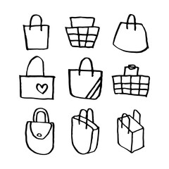 shopping bag icons set