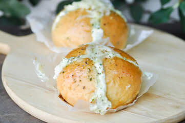cheese bun, mozzarella cheese bun or bun with cheese stuffed