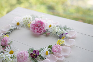薔薇とハーブのハート