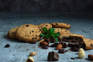 oatmeal cookies with chocolate and nuts