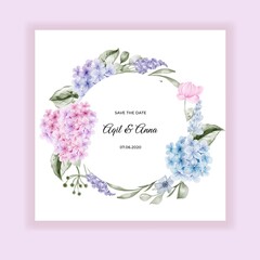 watercolor flower hydrangea wedding invitation card