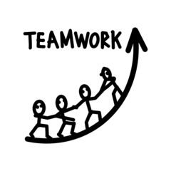 Hand drawn teamwork graph, value growth concept