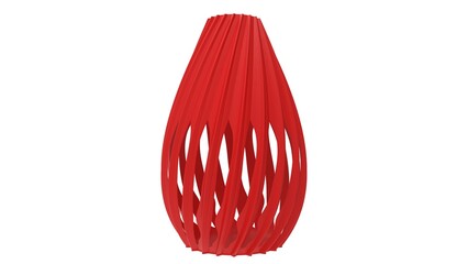 3D rendering of a 3d printed vase complex shaped and colored isoalted on white background.