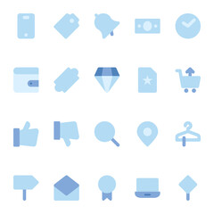 Blue flat icons for black friday.