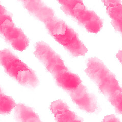 Pink color blush stroke illustration seamless pattern, watercolor drawing on white