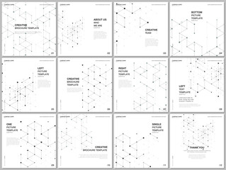 Brochure layout of square format covers design templates for square flyer leaflet, brochure design, report, magazine cover. Geometric background with hexagons and triangles for medical design concepts