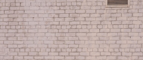 White brick wall. Banner. Abstract background of brick.