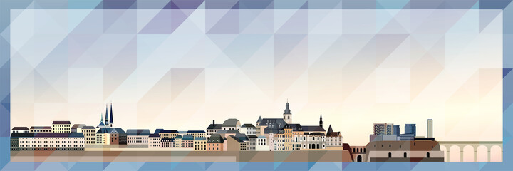 Luxembourg City skyline vector colorful poster on beautiful triangular texture background