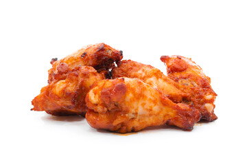 Grilled chicken legs and barbecue chicken on a white background