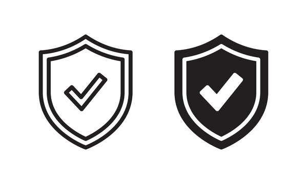 Shield With Check Mark Icon Vector For Web Site