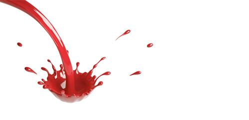 A beautiful splash of red paint. Isolated on white background. 3D illustration.
