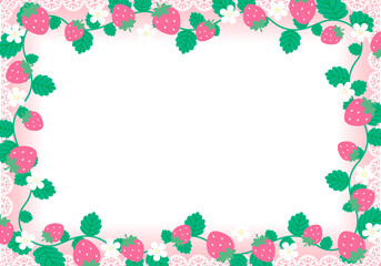 レースといちごのフレーム