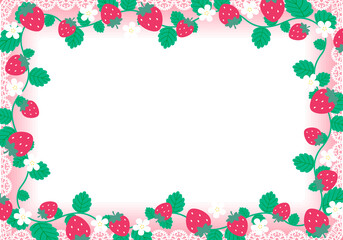 レースといちごのフレーム