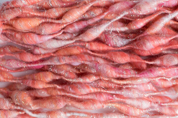 beautiful art yarn in orange and pink colours 
