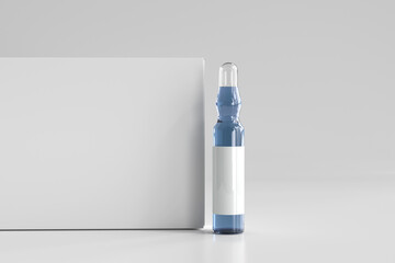 Isolated Glass Ampoule With Box 3D Rendering