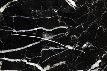 White patterned detailed of black Marquina marble texture for interior, product and other design. abstract dark background.