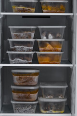 Delicious home made meals. In plastic storage containers. Ready to be microwaved. Healthy