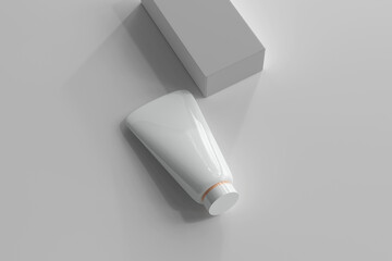Isolated Cosmetic Tube with Box 3D Rendering
