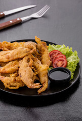Batter-fried prawns