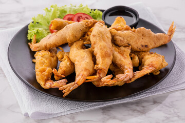 Batter-fried prawns