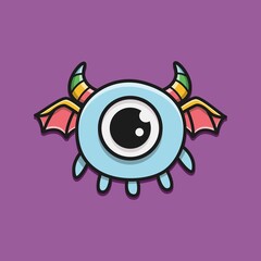 cute monster cartoon doodle design for coloring, backgrounds, stickers, logos, symbol, icons and more