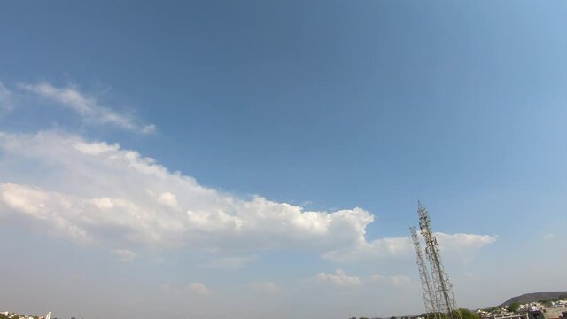 Time lapse of clouds above the city during the evening at Wankaner, Gujarat, India